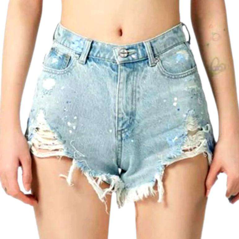 Weite Distressed-Jeansshorts