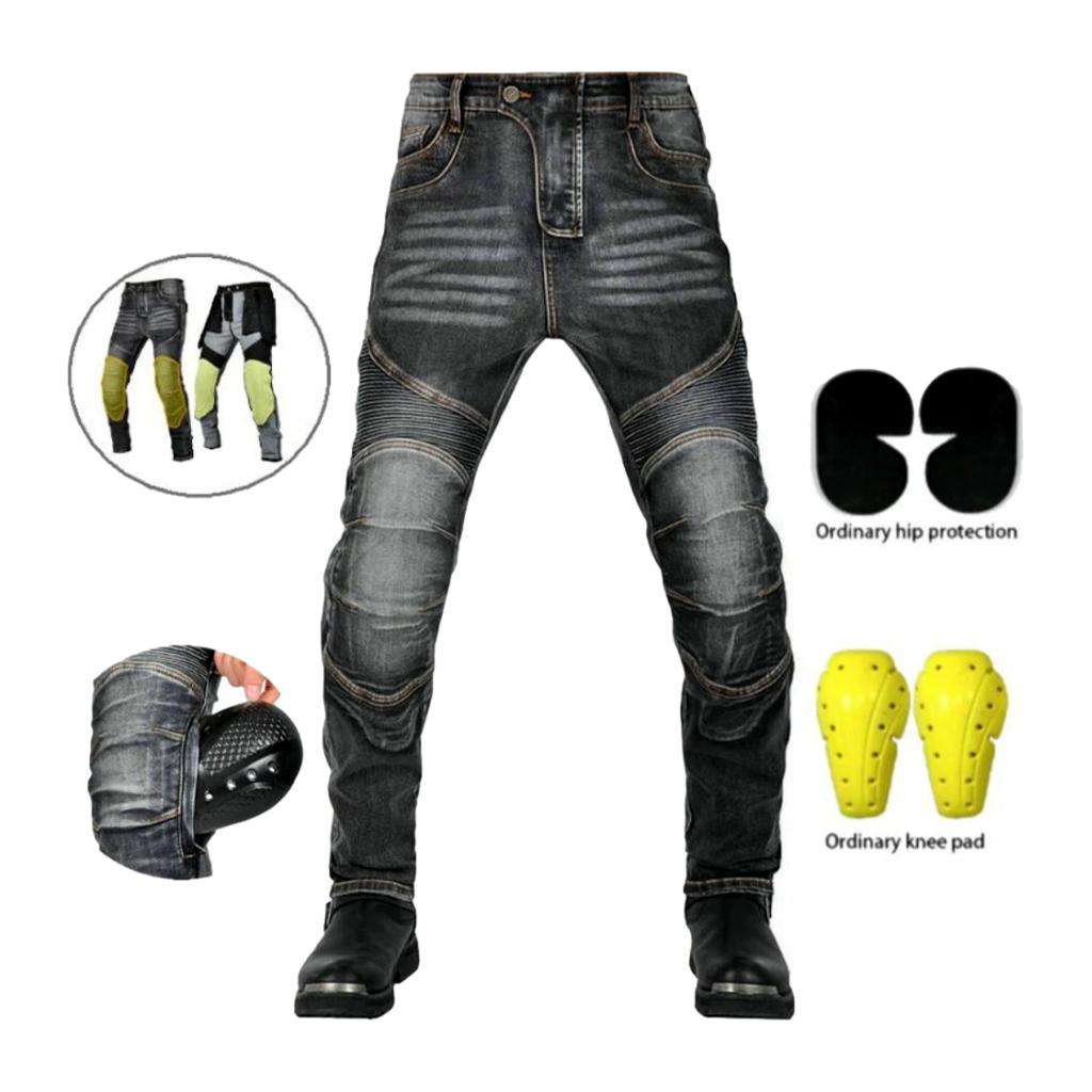 Whiskered men's biker jeans