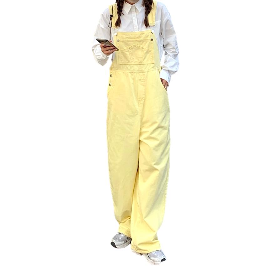 Yellow denim women's bib overall