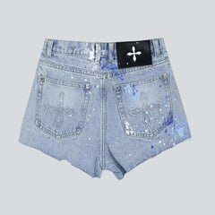 Weite Distressed-Jeansshorts