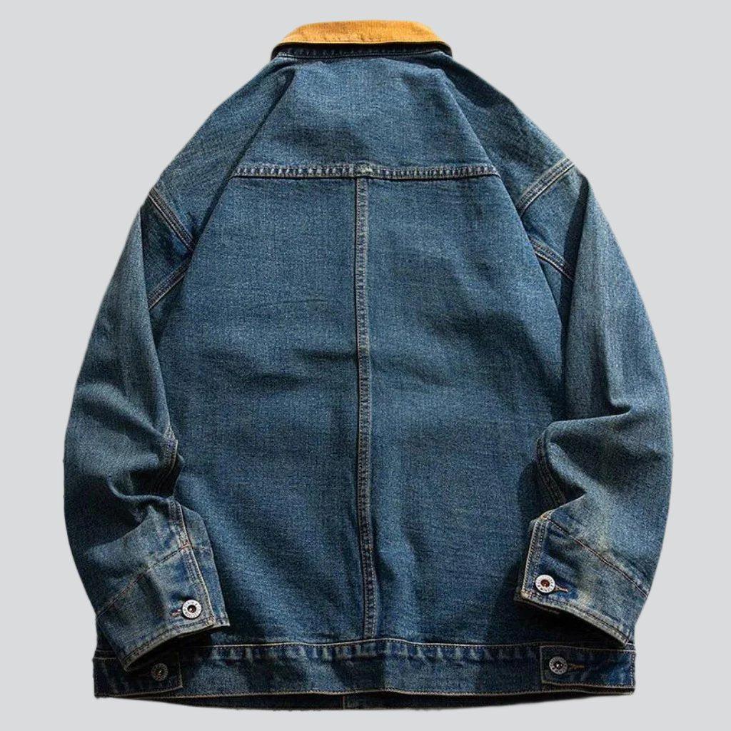 Herren-Jeansjacke mit gelbem Kragen