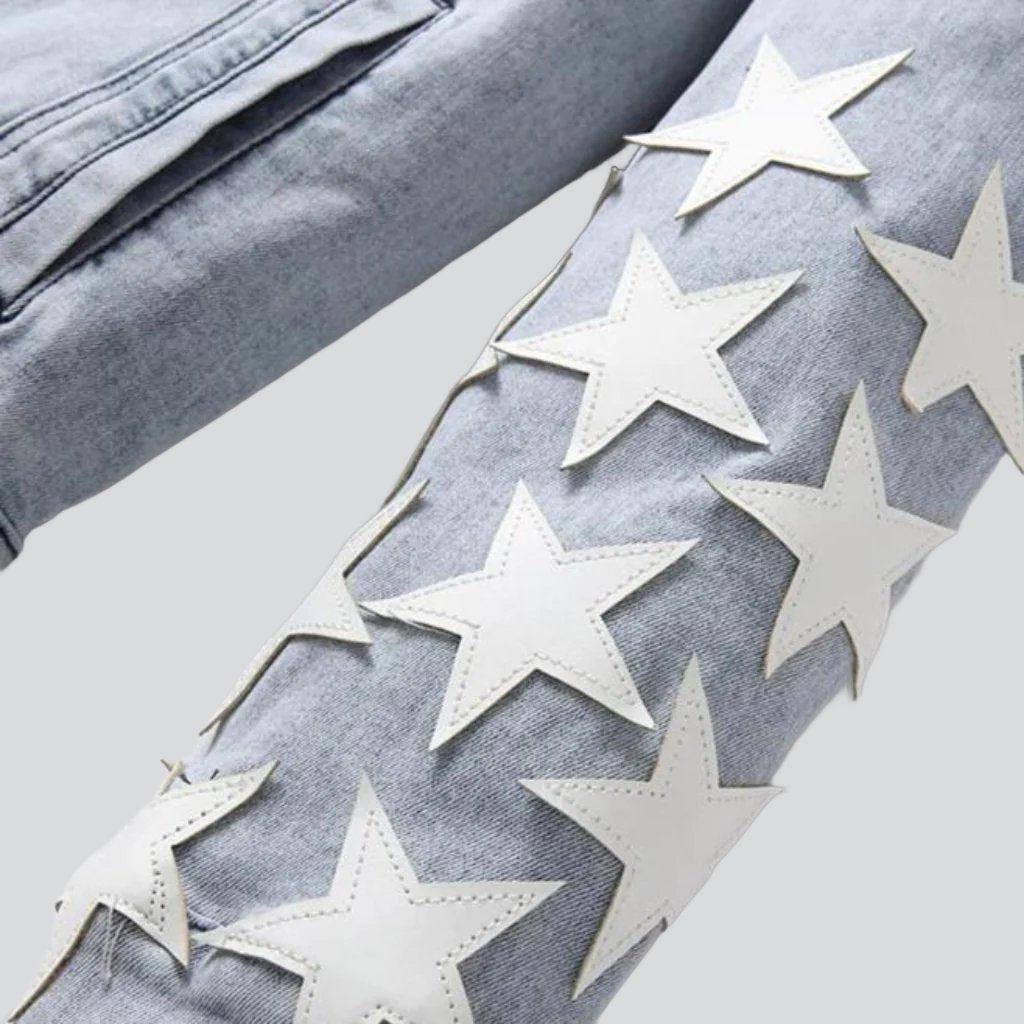 White stars light denim jacket