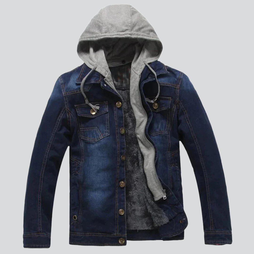 Winter-Jeansjacke mit Kapuze für Herren