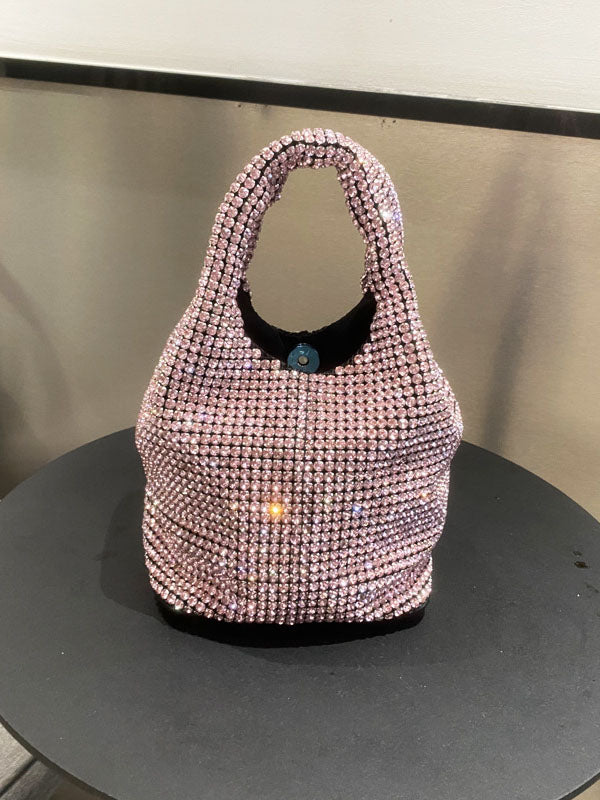 Bolso tipo cubo con diamantes de imitación