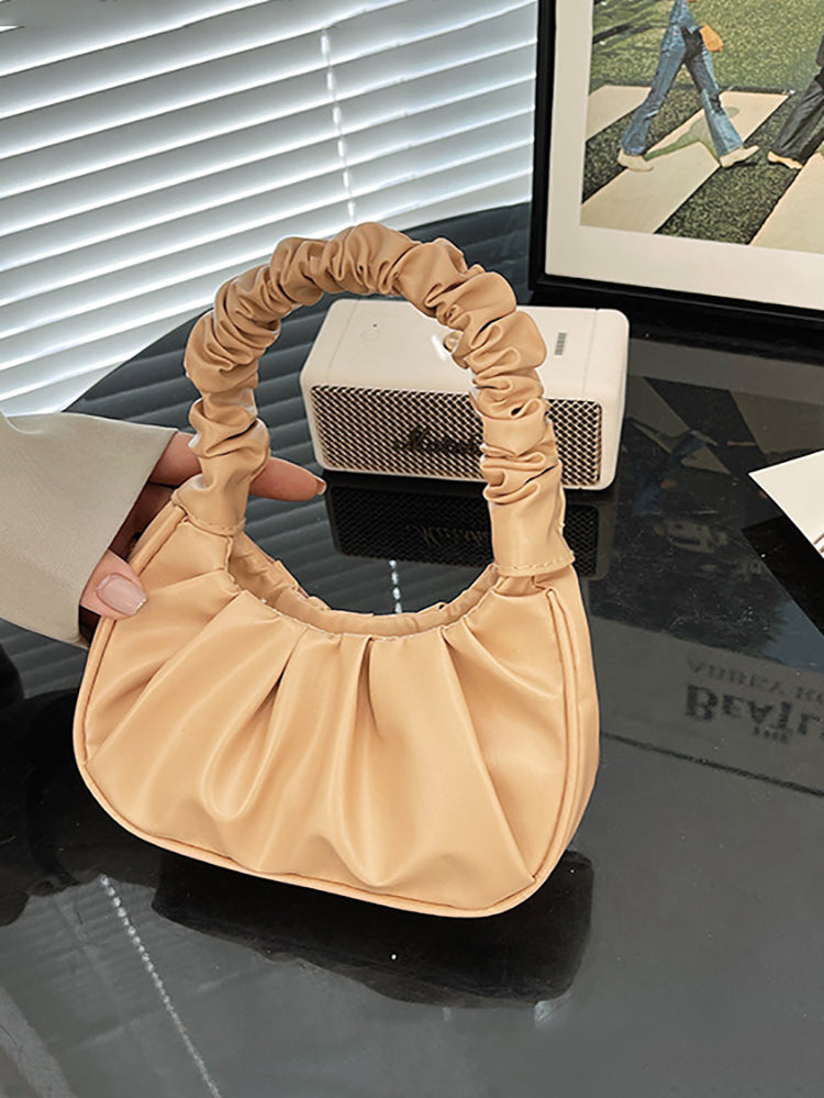 Pleated  Solid Color Shoulder Bag