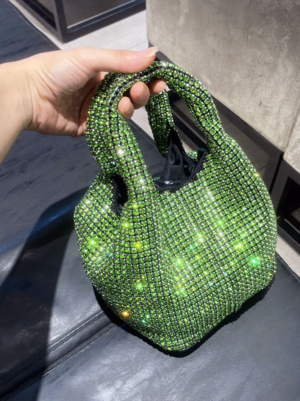 Bolso tipo cubo con diamantes de imitación