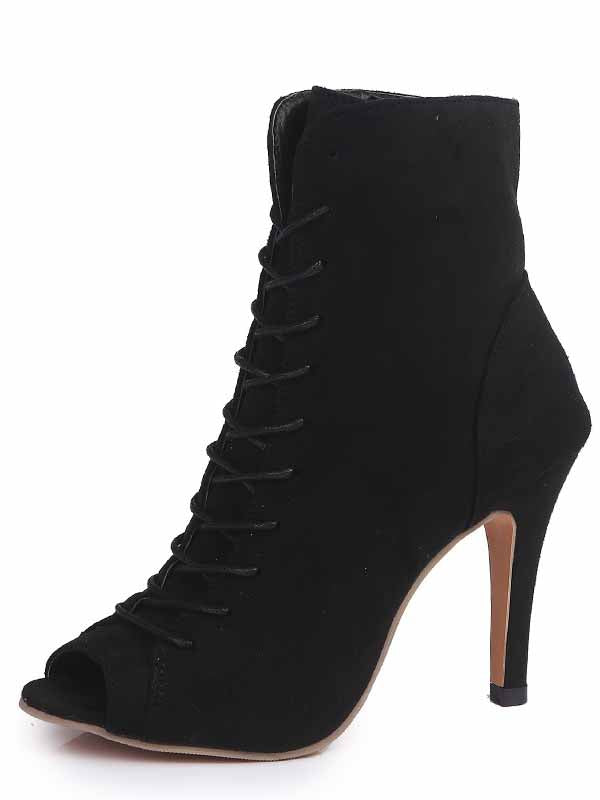 Peep-Toe-Schnürstiefel