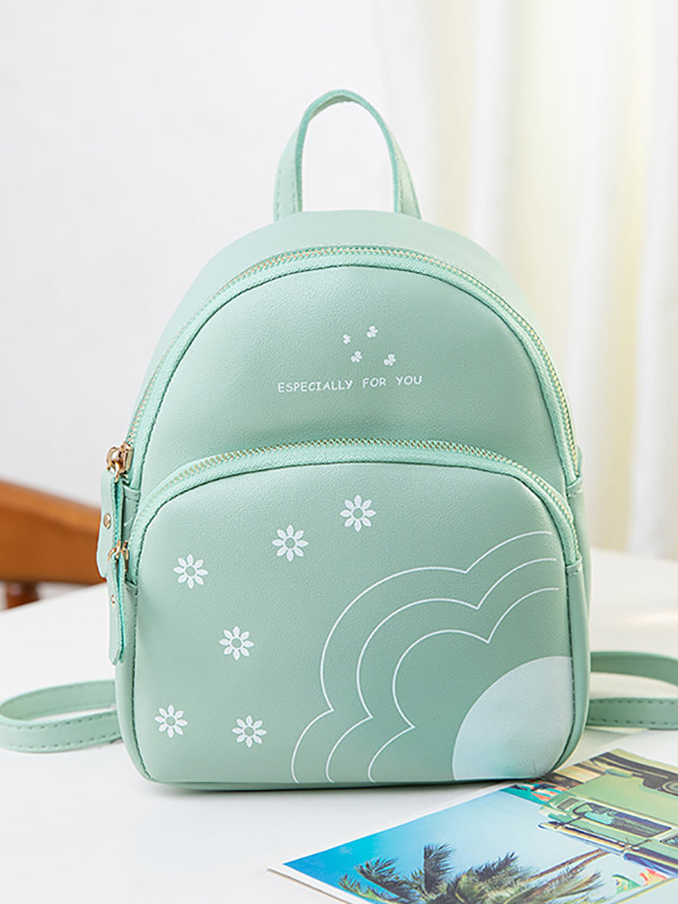 Rucksack mit Blumen- und Buchstaben-Print