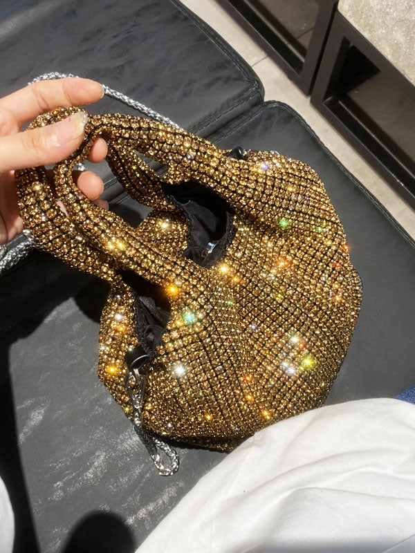 Bolso tipo cubo con diamantes de imitación