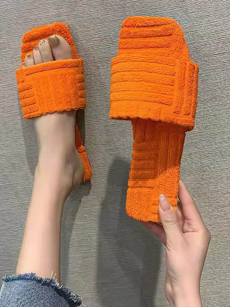 Sandalias de tacón plano de toalla