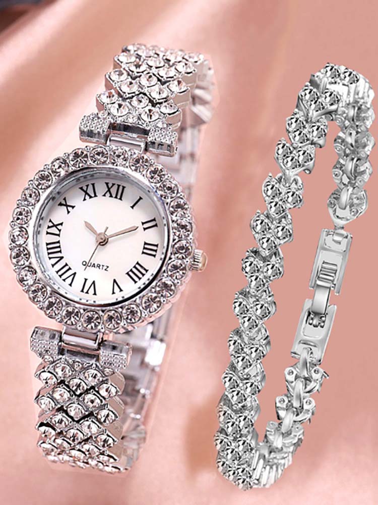 Rhinestone Watches Bracelet Set