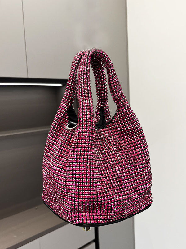 Bolso tipo cubo con diamantes de imitación