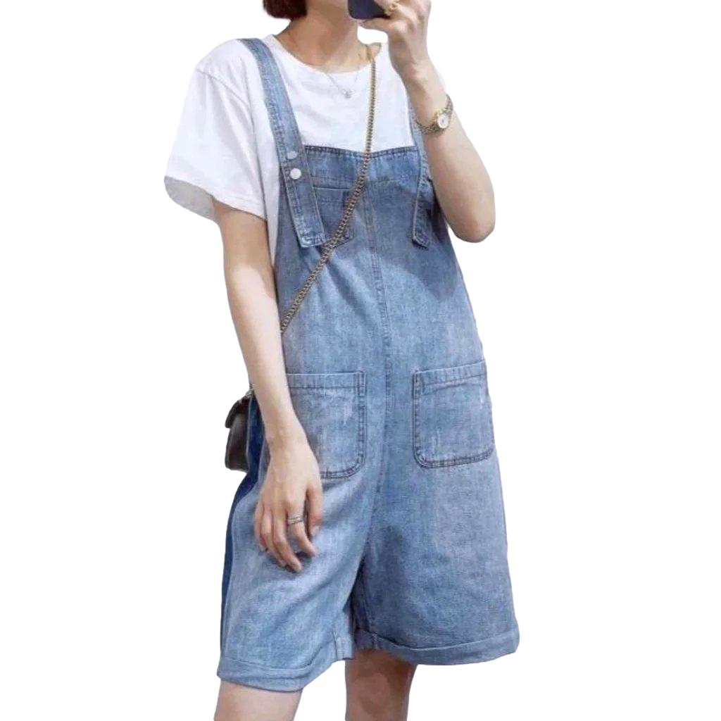 Women's denim romper with bands