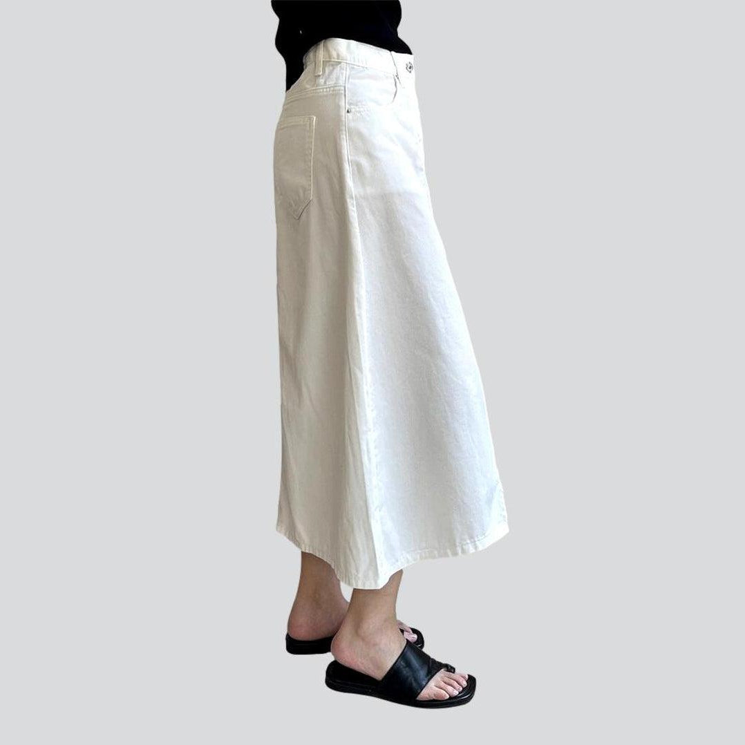White long denim skirt