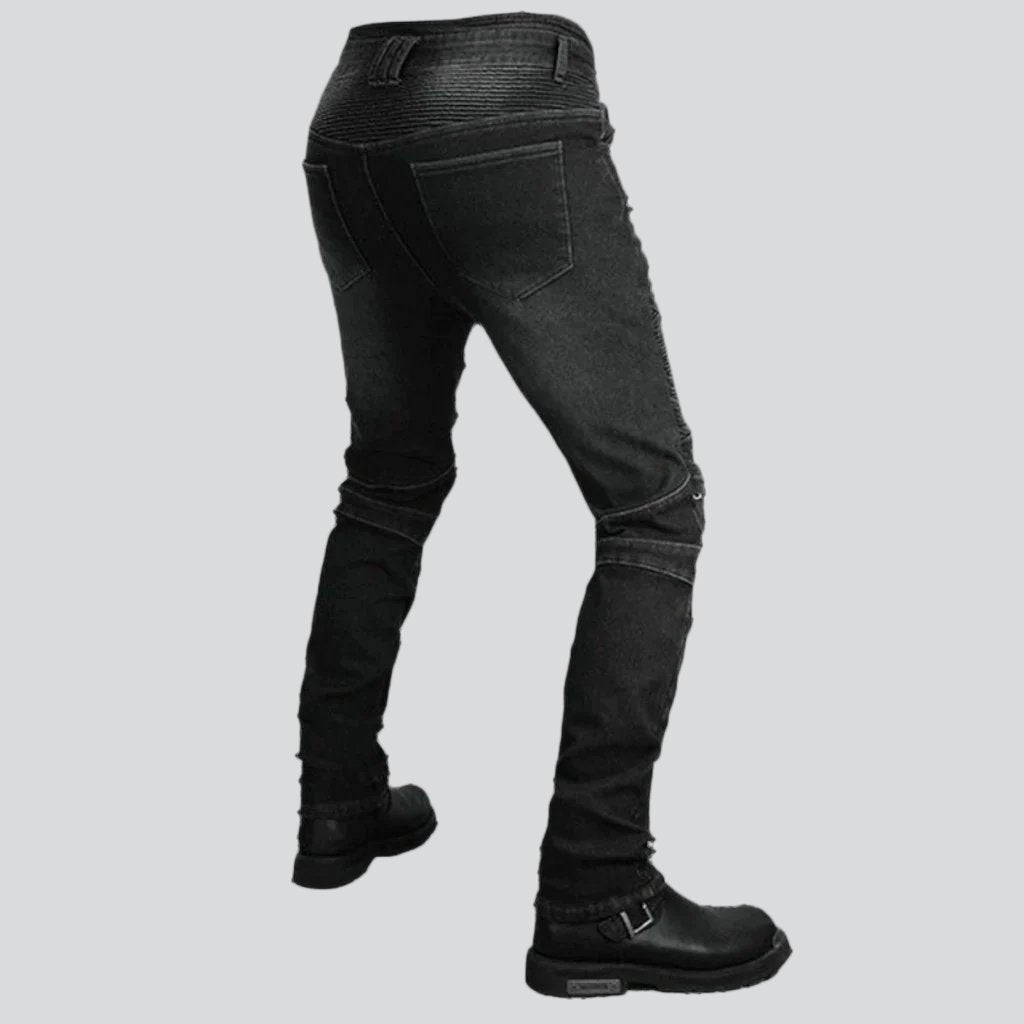 Winter velvet men's biker jeans