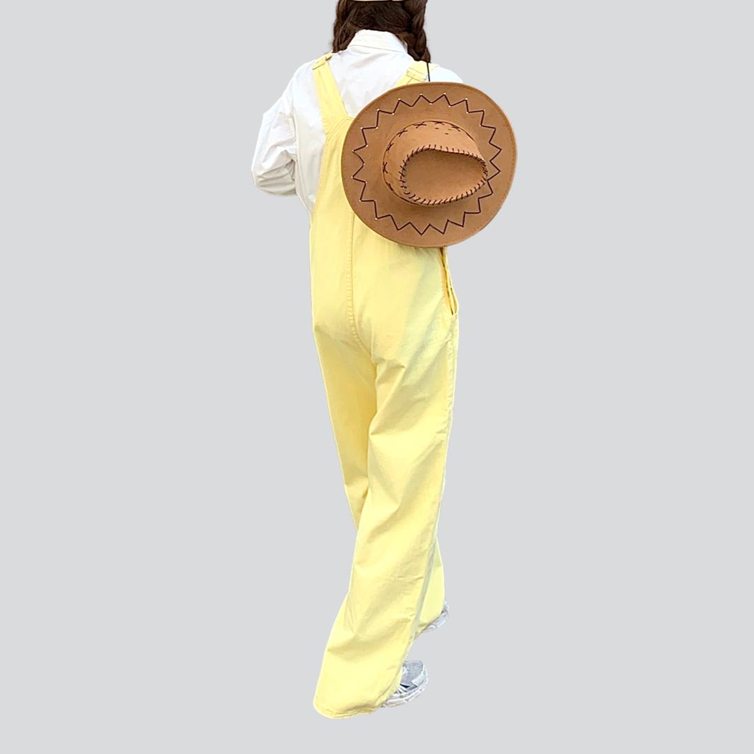 Yellow denim women's bib overall