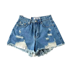 Distressed-Jeansshorts im Y2k-Stil