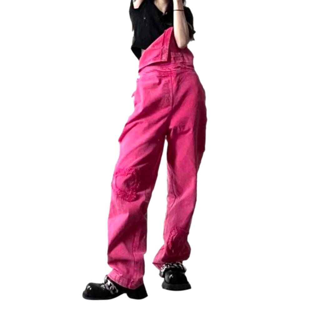 Y2k color women's denim jumpsuit