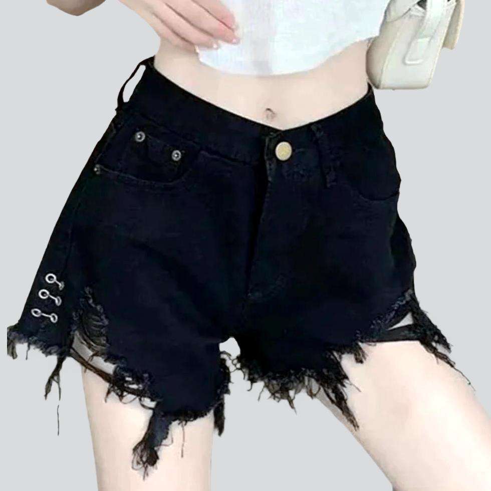 Shorts vaqueros anchos desgastados para mujer