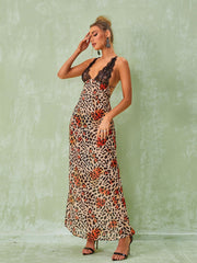 Svea Lace Leopard Printed Maxi Dress