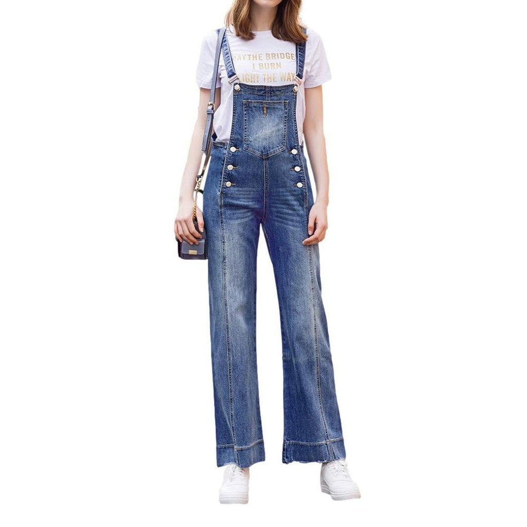 Weit geschnittener Damen-Jeans-Jumpsuit