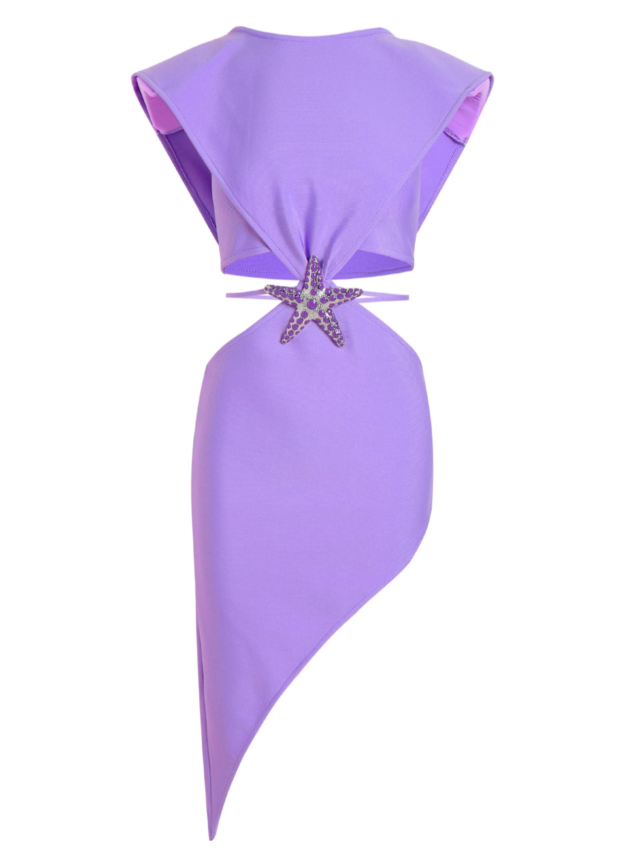 Tossi Embellished Asymmetric Bandage Midi Dress