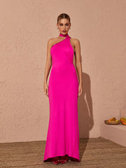 Toula Backless Maxi Dress In Hot Pink