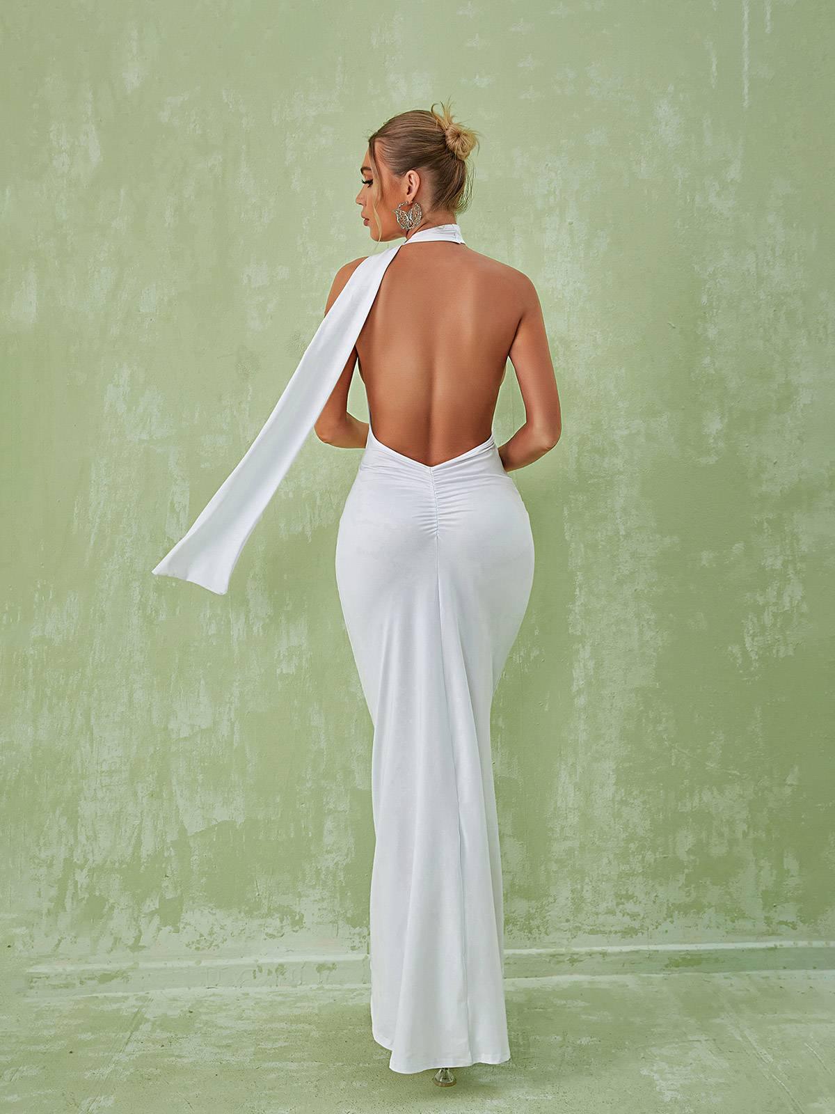 Toula Backless Maxi Dress In White