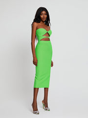 Uma Strapless Cutout Bandage Dress In Green