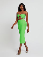 Uma Strapless Cutout Bandage Dress In Green