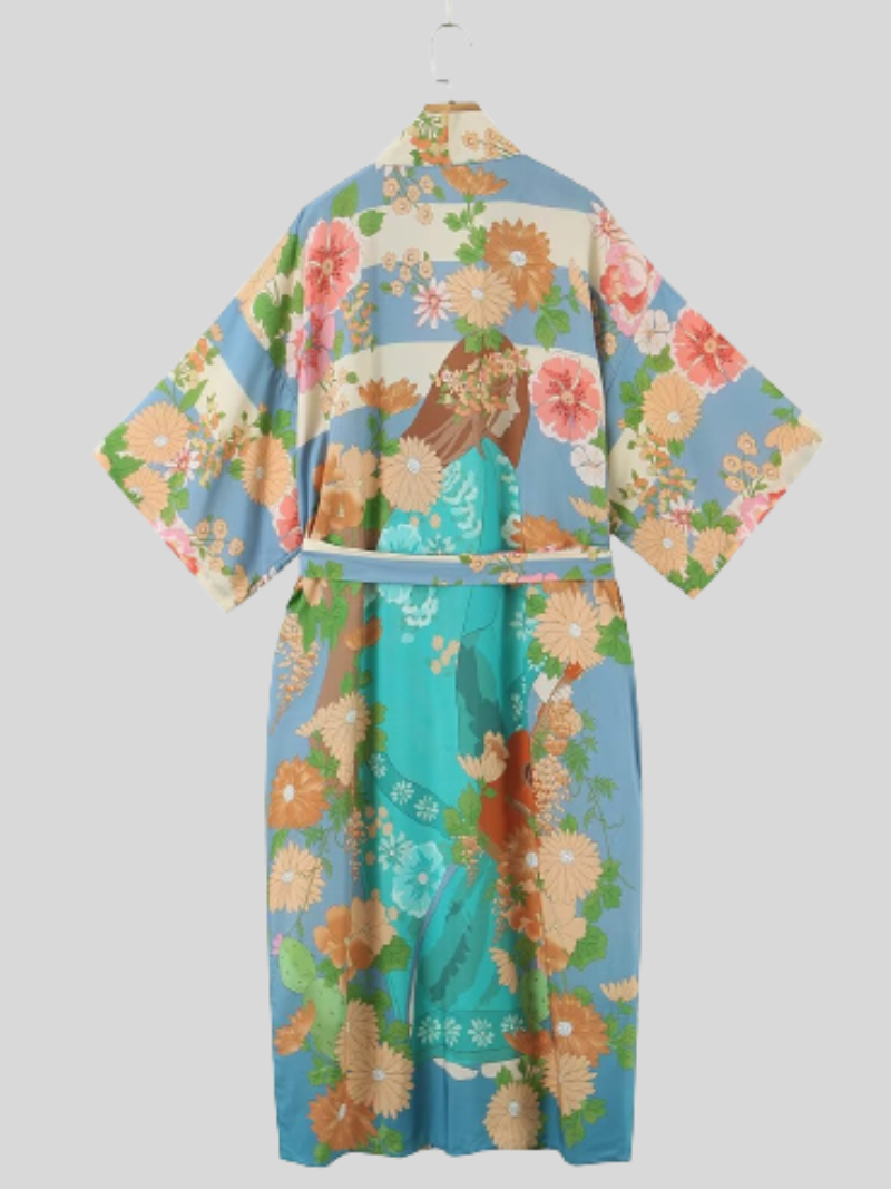 robe short sleeves printed kimono jacket