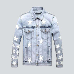 White stars light denim jacket