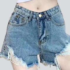 Shorts vaqueros anchos desgastados para mujer