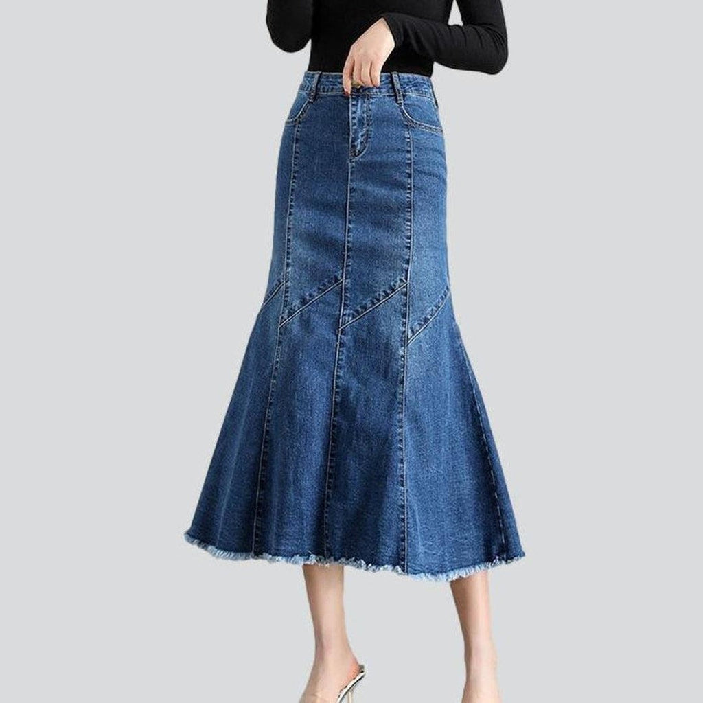 Women's fishtail denim skirt