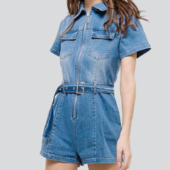 Damen-Overall-Shorts mit Reißverschluss