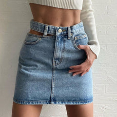 Kendall Denim Casual High Waist Mini Skirt