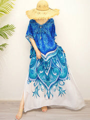 Dancing Peacock Bohemian Ethnic Style Maxi Dress