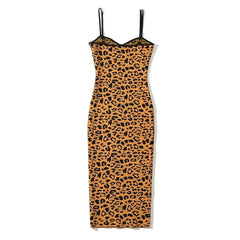 Vestido midi ajustado sin mangas con estampado de leopardo - Leopardo