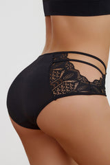 Black Lace Cutout Small Bow Panty