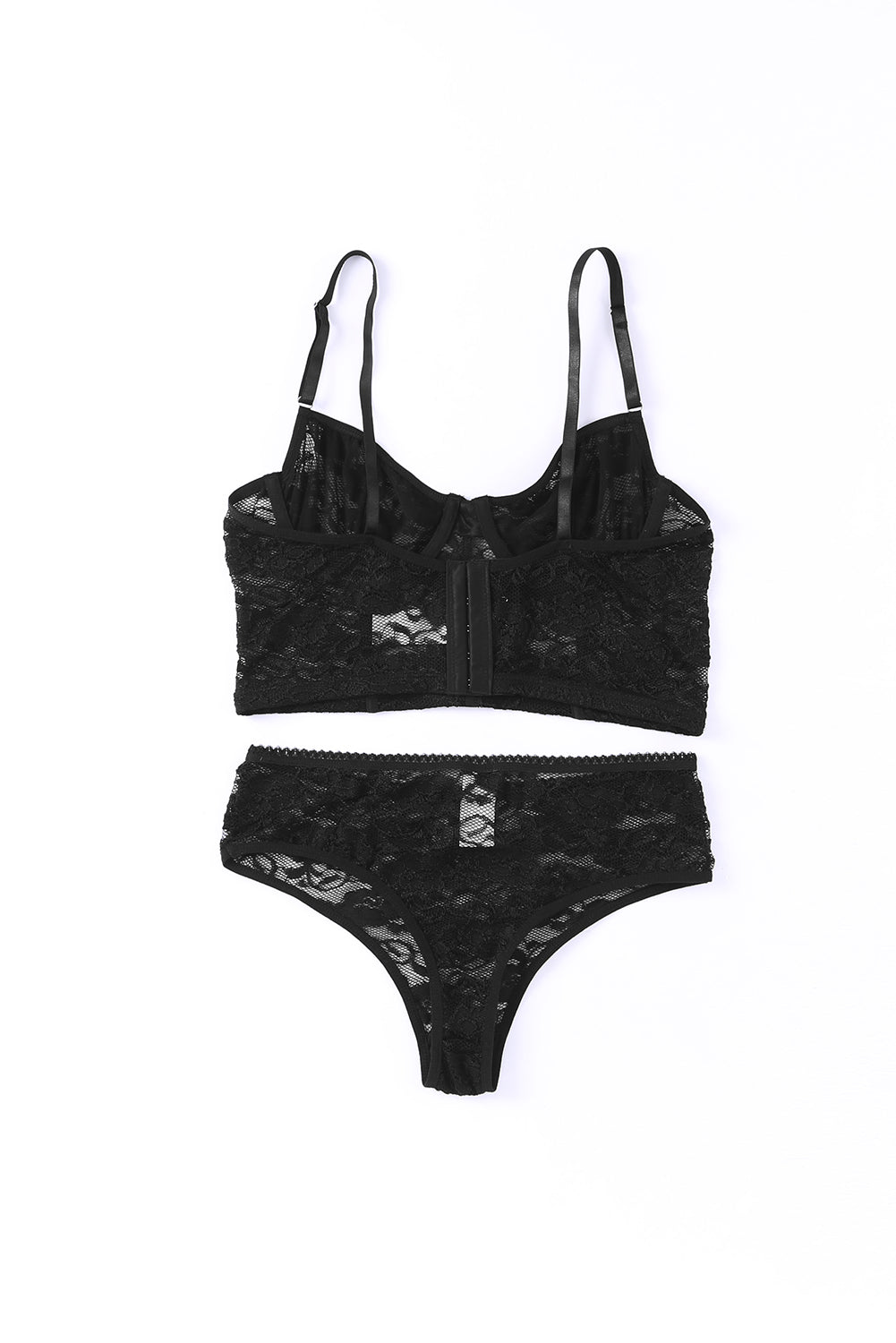 Black Soft Bone Lace Bustier Lingerie Set