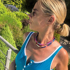 Boho Beach Style Halskette mit Perlenverzierung in verschiedenen Farben - Königsblau