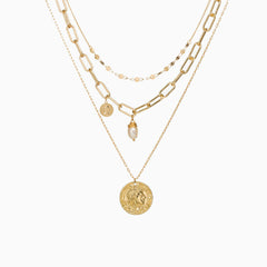 Collar de cadena con colgante de moneda Party Ready - Dorado