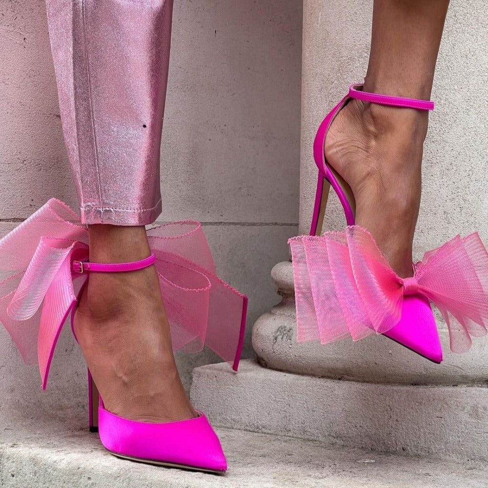 Party Doll Asymmetrical Oversized Bows Heels