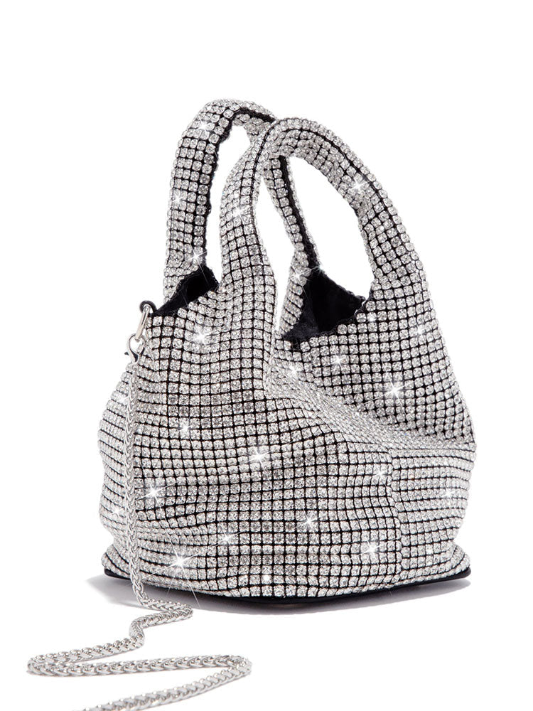 Bolso tipo cubo con diamantes de imitación