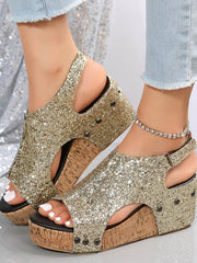 Glitter Wedges Sandals