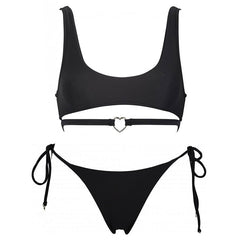 Fall in Love – Bralette-Bikiniset mit Metallherz und Schnürung - Schwarz