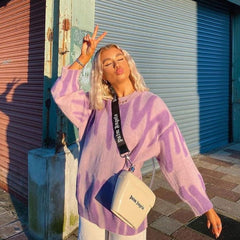Übergroßer Pullover „Krista“ mit abstraktem Print
