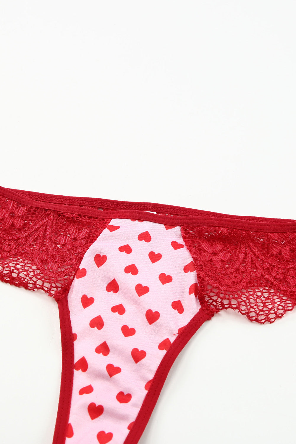 Women's Sexy Mesh Lace Three Piece Valentines Lingerie Set With Chain Detailing