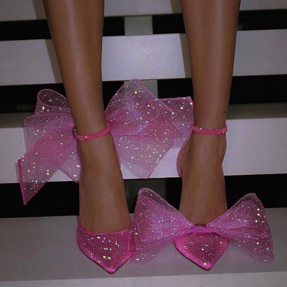 Party Doll Asymmetrical Oversized Bows Heels