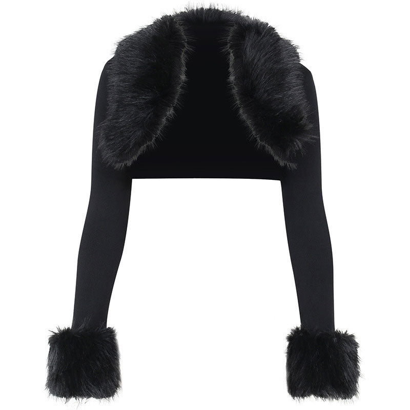 Luxurious Open Front Long Sleeve Knit Bolero Jacket - Black
